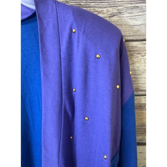 Fashion Formulas 3 Piece Outfit Jacket Shirt Skirt Set 2X Blue Purple Gold Studs - Picture 3 of 10